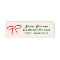 Festive Red Simple Bow Return Address Label