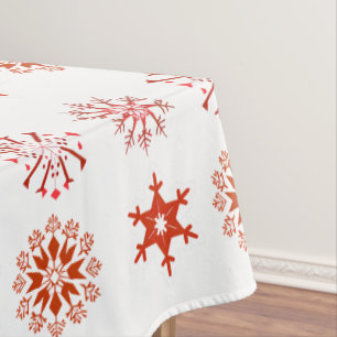 Festive Red Snowflake Pattern Christmas Holiday Tablecloth