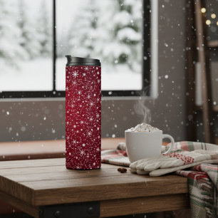 Festive Red Snowflake Thermal Tumbler