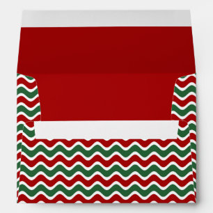 Festive Red Stripes Green Christmas Envelope
