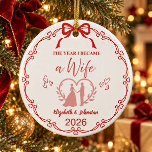 Festive Red The Year I Became A Wife Custom Ceramic Tree Decoration