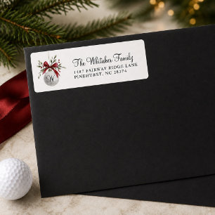 Festive Red Watercolor Golf Holiday Monogram