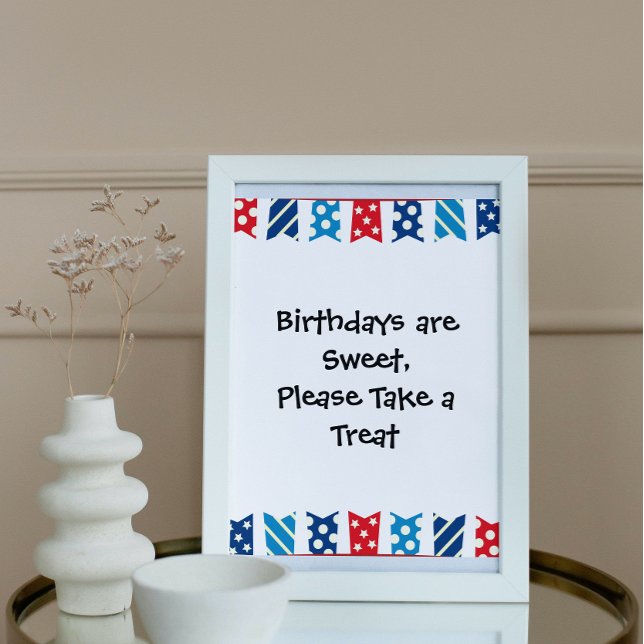 Festive Red White and Blue 4th of July Party Sign (Creator Uploaded)