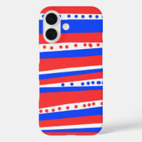 Festive Red White Blue Circles Stripes