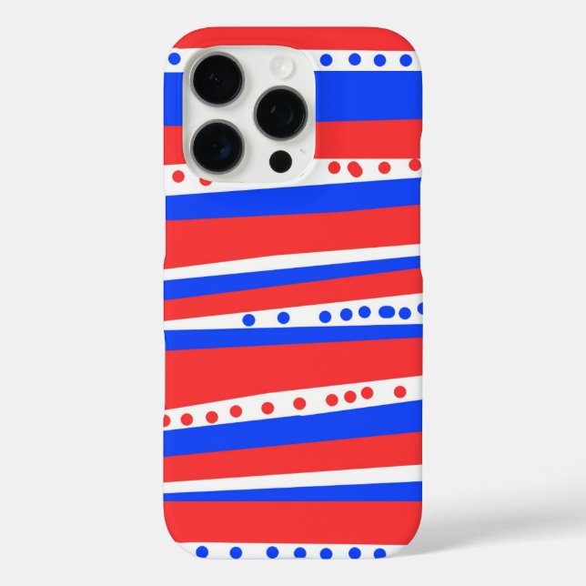 Festive Red White Blue Circles Stripes  Case-Mate iPhone Case (Back)