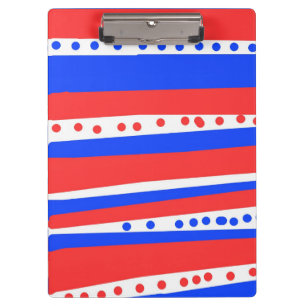 Festive Red White Blue Circles Stripes Clipboard