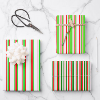 Festive Red, White, Green Christmas Style Patterns Wrapping Paper Sheet