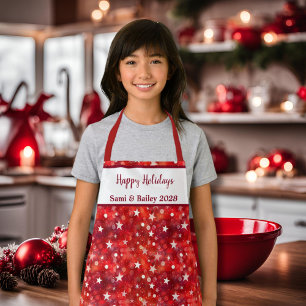 Festive Red & White Holiday Apron