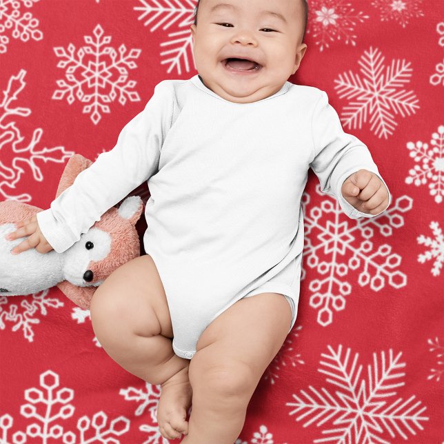Festive Red Winter Snowflakes Pattern Holiday Fleece Blanket (Creator Uploaded)