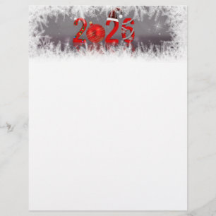Festive Red Xmas New Year 2026 Stationery Paper Custom Letterhead