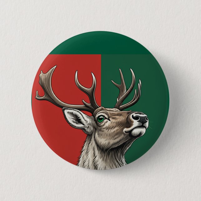 Festive Reindeer 6 Cm Round Badge (Front)