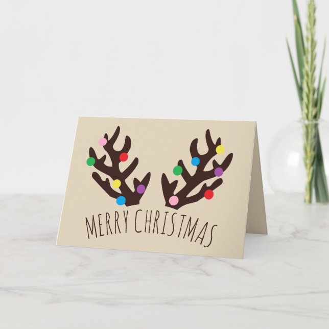 Festive Reindeer Antlers, Christmas Holiday Card (Front)