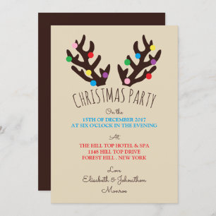 Festive Reindeer Antlers, Christmas Party Invitati Invitation