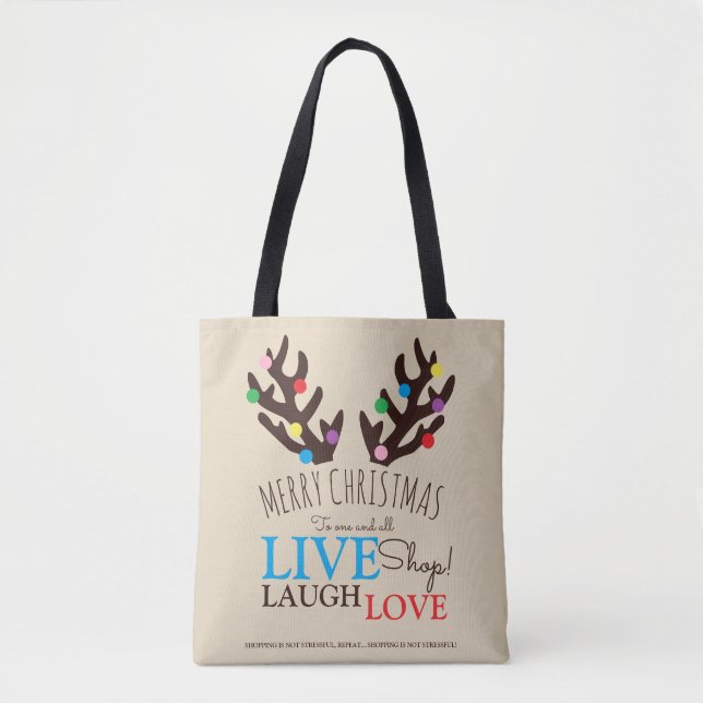 Festive Reindeer Antlers, Christmas Shopping Tote  Bag (Front)