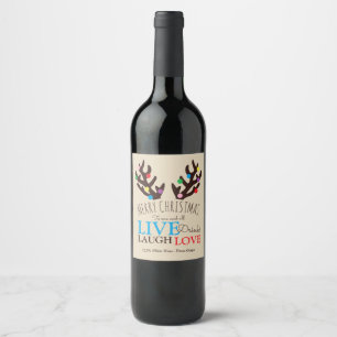 Festive Reindeer Antlers, Christmas Wine Wine Labe Label