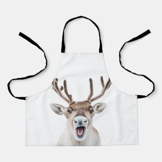 Festive Reindeer Children's Apron with Silly Faces