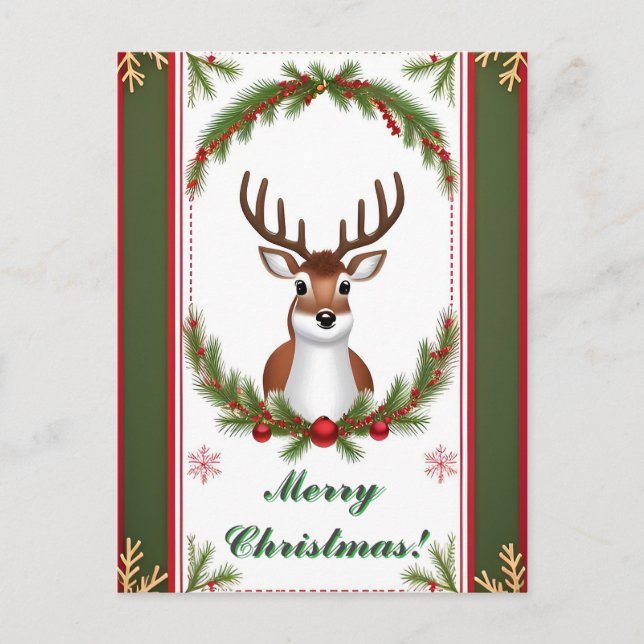 Festive Reindeer Christmas Card (Front)