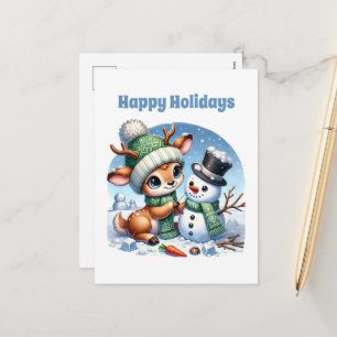 Festive reindeer Christmas Happy Holiday Postcard