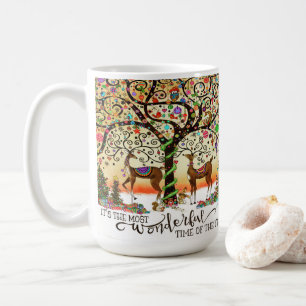 Festive Reindeer Christmas Ornaments Tree Coffee Mug