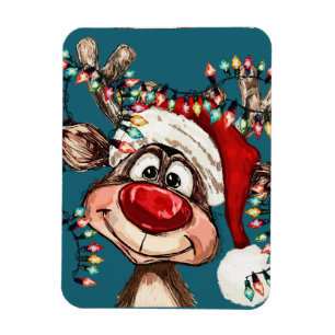 Festive Reindeer Christmas Shower Curtain Magnet