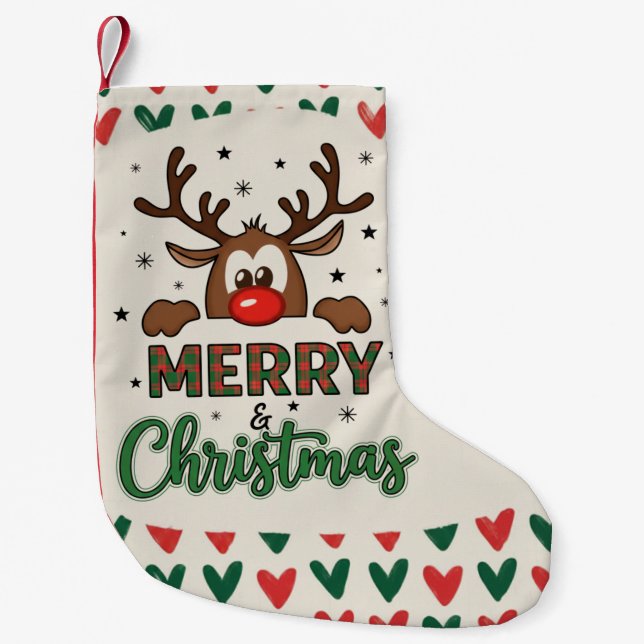 Festive Reindeer Christmas Stocking _Modern  (Front)