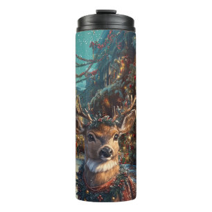 Festive Reindeer Christmas Thermal Tumbler 