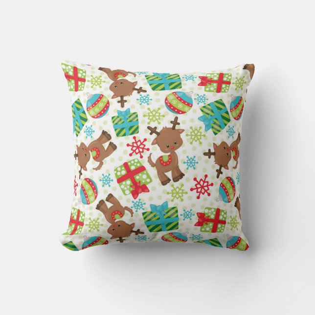 Festive Reindeer Delight Cushion (Front)