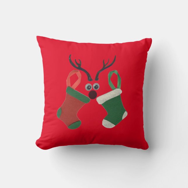 Festive Reindeer Elegance: A Holiday Symphony Art Cushion (Front)
