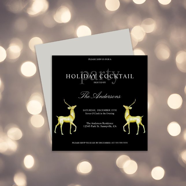 Festive Reindeer Holiday Cocktail Christmas Party Invitation (Creator Uploaded)
