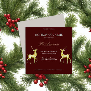 Festive Reindeer Holiday Cocktail Christmas Party Invitation