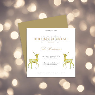 Festive Reindeer Holiday Cocktail Christmas Party Invitation