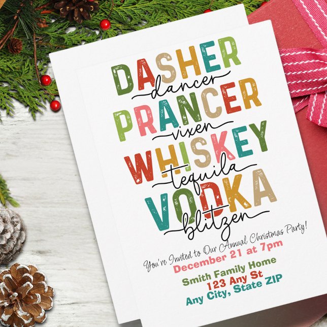 Festive Reindeer & Spirits Christmas Party   Invitation (Creator Uploaded)