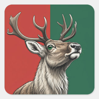 Festive Reindeer Square Sticker