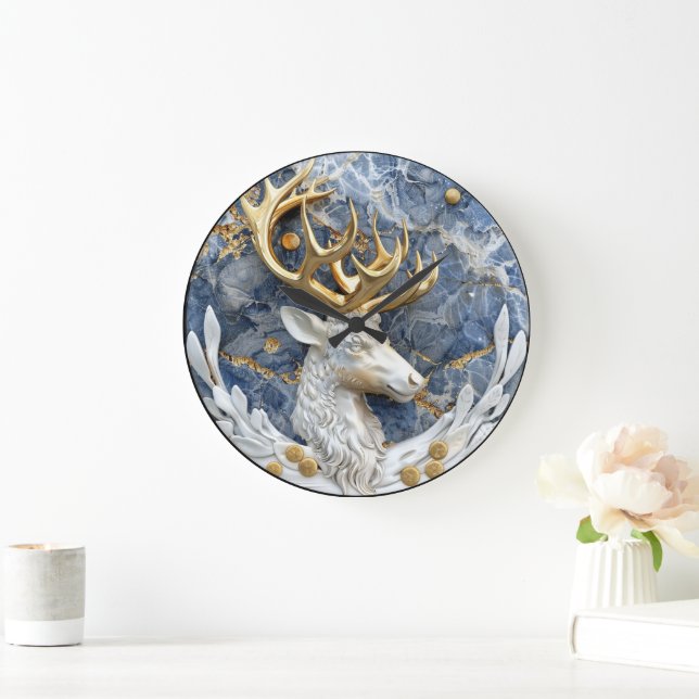 Festive Reindeer Wonderland Scene Large Clock (Home)