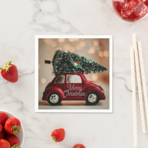Festive Retro Car Christmas Napkins – Table Set