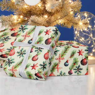 Festive retro Christmas Holiday bulbs  Wrapping Paper