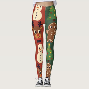 Festive Retro Christmas Icons Leggings