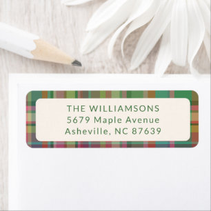 Festive Retro Christmas Plaid Cute Preppy Address