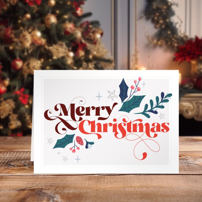 Festive Retro "Merry Christmas" Holiday Greeting  Card (Creator Uploaded)