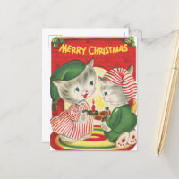festive retro vintage Christmas cats