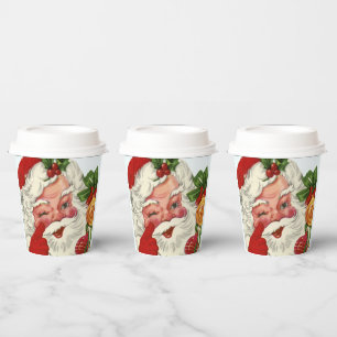 festive retro vintage Christmas Santa party Paper Cups
