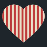 Festive Retro Vintage Vertical PopCorn Stripes Heart Sticker<br><div class="desc">A retro style festive popcorn red and beige stripes decor in horizontal or in vertical fashion are a modern classic graphic design style that always make for a great custom gift for yourself or for someone special on your list, these are sure to make an impression on any festive occasions....</div>