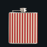 Festive Retro Vintage Vertical PopCorn Stripes Hip Flask<br><div class="desc">A retro style festive popcorn red and beige stripes decor in horizontal or in vertical fashion are a modern classic graphic design style that always make for a great custom gift for yourself or for someone special on your list, these are sure to make an impression on any festive occasions....</div>
