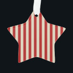Festive Retro Vintage Vertical PopCorn Stripes Ornament<br><div class="desc">A retro style festive popcorn red and beige stripes decor in horizontal or in vertical fashion are a modern classic graphic design style that always make for a great custom gift for yourself or for someone special on your list, these are sure to make an impression on any festive occasions....</div>