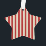 Festive Retro Vintage Vertical PopCorn Stripes Ornament<br><div class="desc">A retro style festive popcorn red and beige stripes decor in horizontal or in vertical fashion are a modern classic graphic design style that always make for a great custom gift for yourself or for someone special on your list, these are sure to make an impression on any festive occasions....</div>