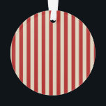 Festive Retro Vintage Vertical PopCorn Stripes Ornament<br><div class="desc">A retro style festive popcorn red and beige stripes decor in horizontal or in vertical fashion are a modern classic graphic design style that always make for a great custom gift for yourself or for someone special on your list, these are sure to make an impression on any festive occasions....</div>