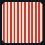 Festive Retro Vintage Vertical PopCorn Stripes Square Sticker<br><div class="desc">A retro style festive popcorn red and beige stripes decor in horizontal or in vertical fashion are a modern classic graphic design style that always make for a great custom gift for yourself or for someone special on your list, these are sure to make an impression on any festive occasions....</div>