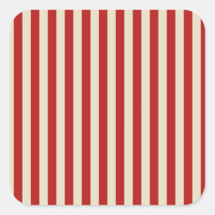 Festive Retro Vintage Vertical PopCorn Stripes Square Sticker