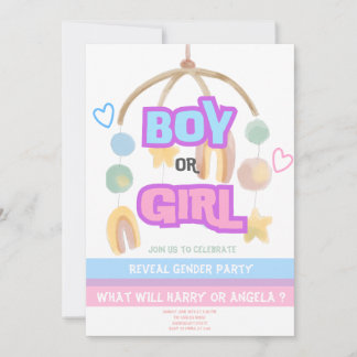 Festive Reveal Gender Baby Party Invitation