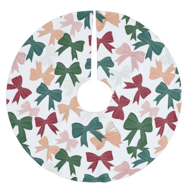 Festive Ribbon Charm Brushed Polyester Tree Skirt (Front)